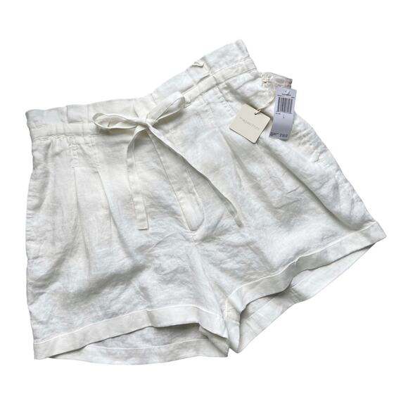 Magaschoni Pants - Magaschoni White 100% Linen Paperbag Shorts Women’s Size Large